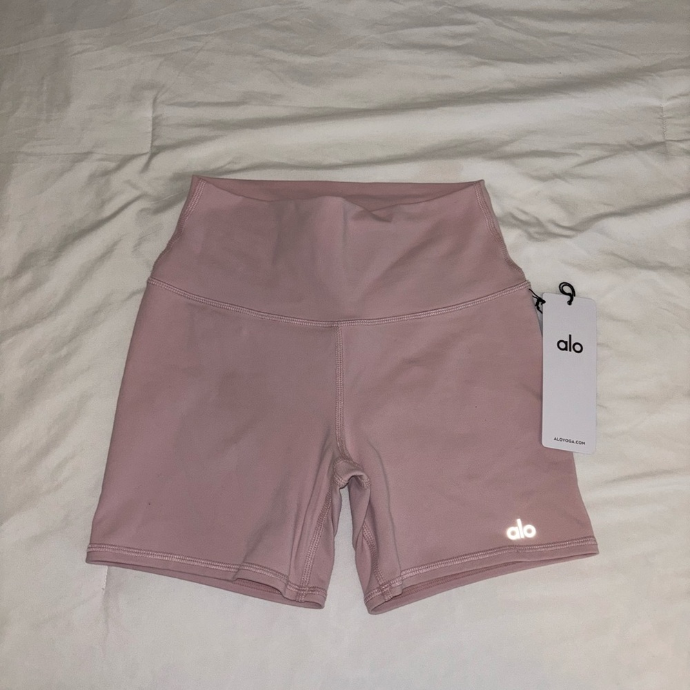 ALO Yoga Pink Bike Shorts High-Waist Stretch